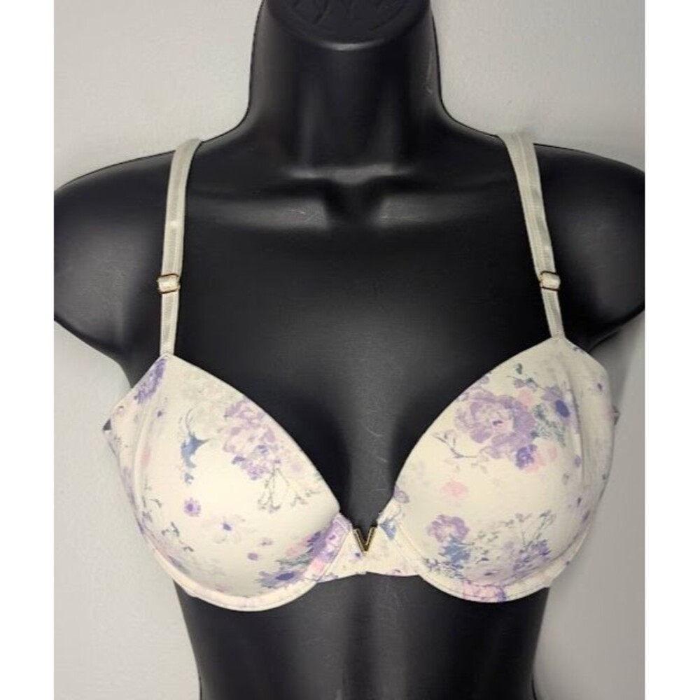 Victorias Secret Lined Demi Underwire Bra Smooth Floral Size 32D
